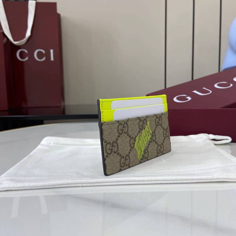 Gucci GG Small Brown Green Card Case 835322_2_161527 Gucci GG Small Brown Green Card Case 835322