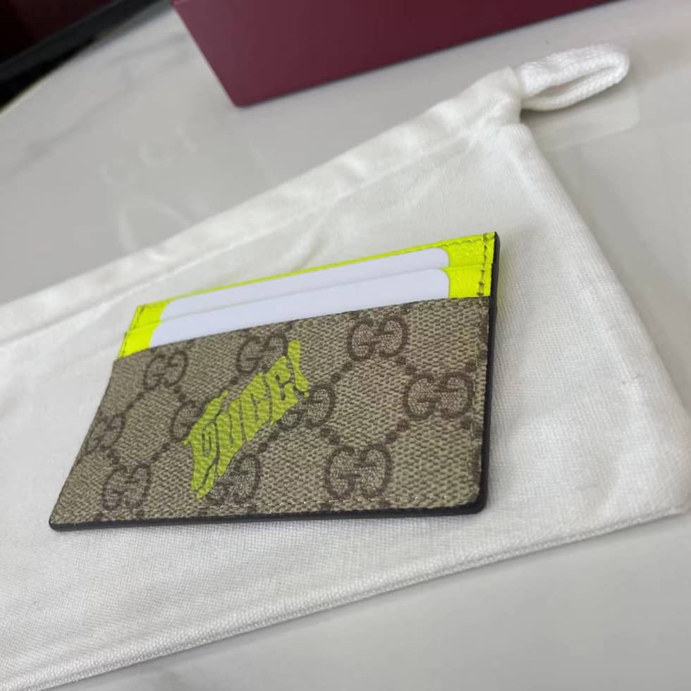 Gucci GG Small Brown Green Card Case 835322_4_161527 Gucci GG Small Brown Green Card Case 835322