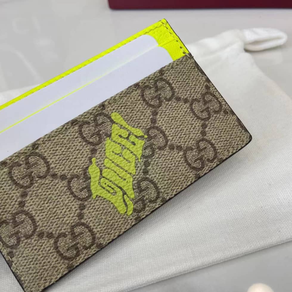 Gucci GG Small Brown Green Card Case 835322_5_161527 Gucci GG Small Brown Green Card Case 835322