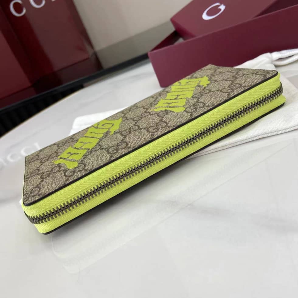 Gucci GG Brown Green Mens Zip Wallet 835324_3_161547 Gucci GG Brown Green Mens Zip Wallet 835324