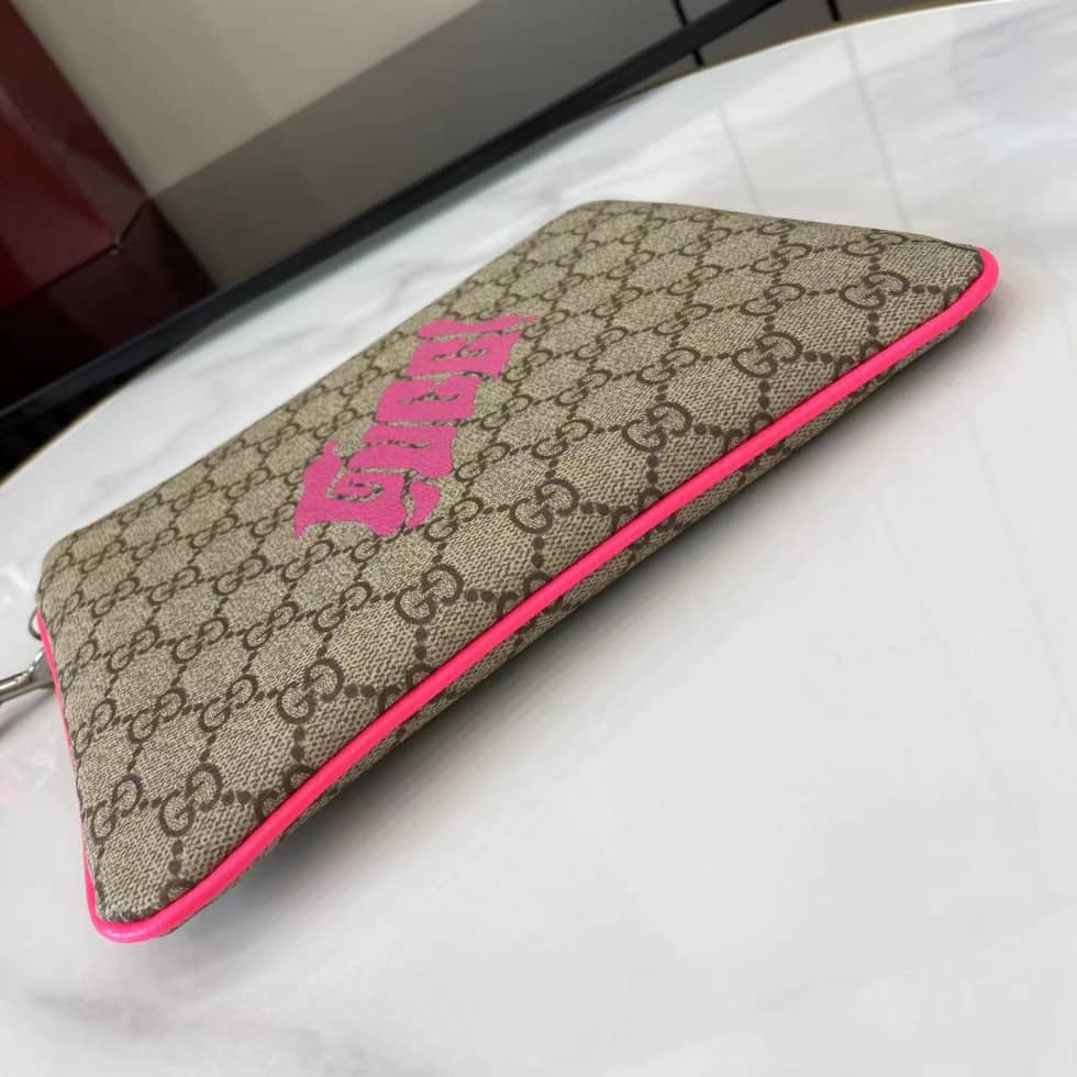 Gucci GG Small Brown Pink Mens Clutch 838753_3_161557 Gucci GG Small Brown Pink Mens Clutch 838753