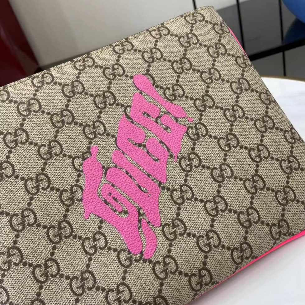 Gucci GG Small Brown Pink Mens Clutch 838753_4_161557 Gucci GG Small Brown Pink Mens Clutch 838753