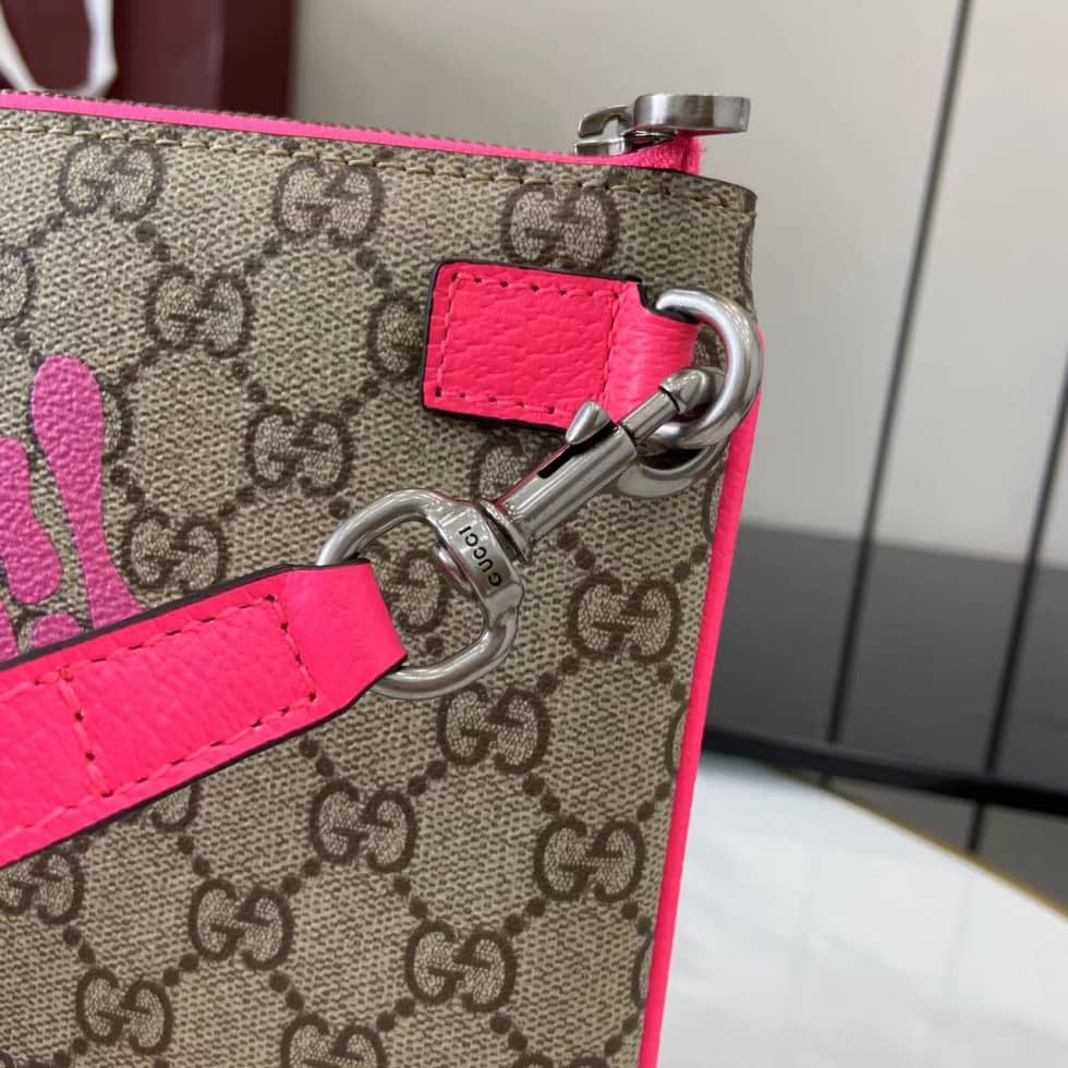 Gucci GG Small Brown Pink Mens Clutch 838753_5_161557 Gucci GG Small Brown Pink Mens Clutch 838753