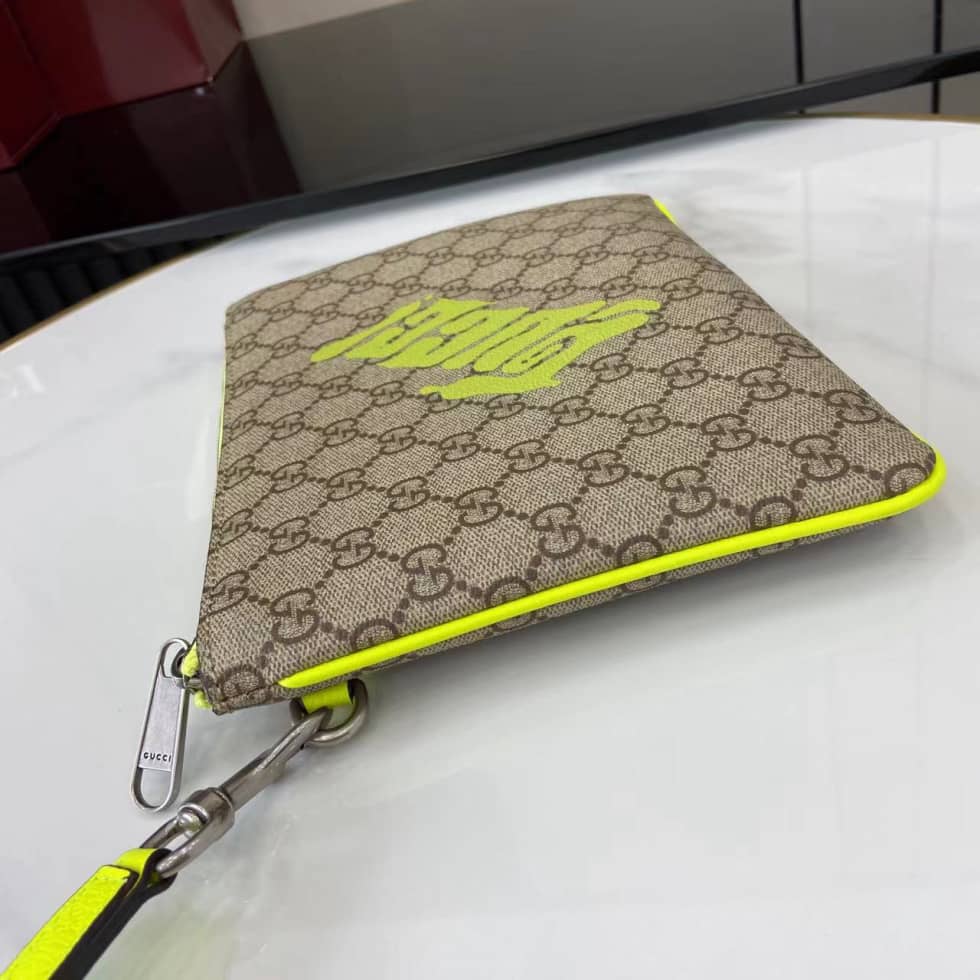 Gucci GG Small Brown Green Mens Clutch 838753_3_161567 Gucci GG Small Brown Green Mens Clutch 838753