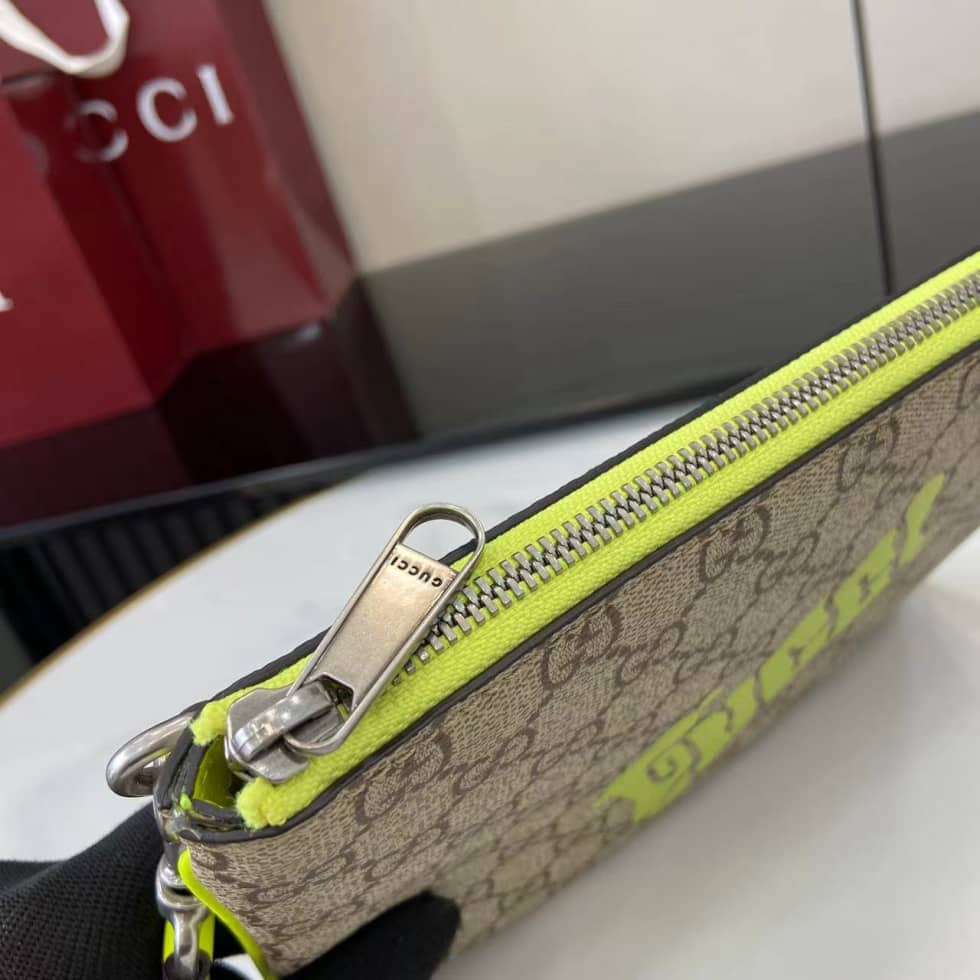 Gucci GG Small Brown Green Mens Clutch 838753_6_161567 Gucci GG Small Brown Green Mens Clutch 838753