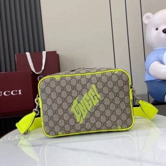 Gucci GG Brown Green Mens Camera Bag 839380