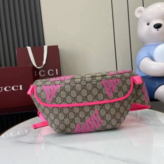 Gucci Mens GG Canvas Brown Pink Belt Bag 834963