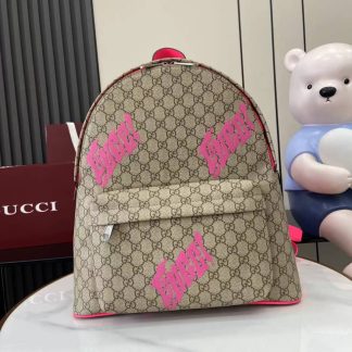 Gucci GG Canvas Beige Brown Pink Backpack 834466