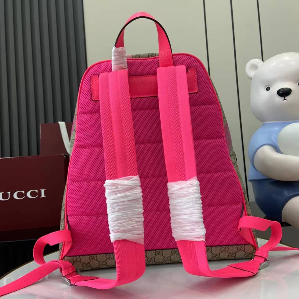 Gucci GG Canvas Beige Brown Pink Backpack 834466_1_161607 Gucci GG Canvas Beige Brown Pink Backpack 834466