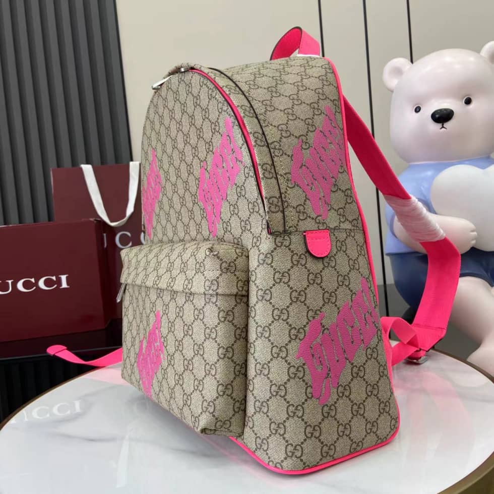 Gucci GG Canvas Beige Brown Pink Backpack 834466_2_161607 Gucci GG Canvas Beige Brown Pink Backpack 834466