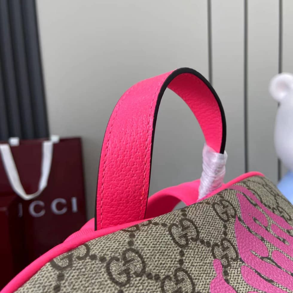 Gucci GG Canvas Beige Brown Pink Backpack 834466_3_161607 Gucci GG Canvas Beige Brown Pink Backpack 834466