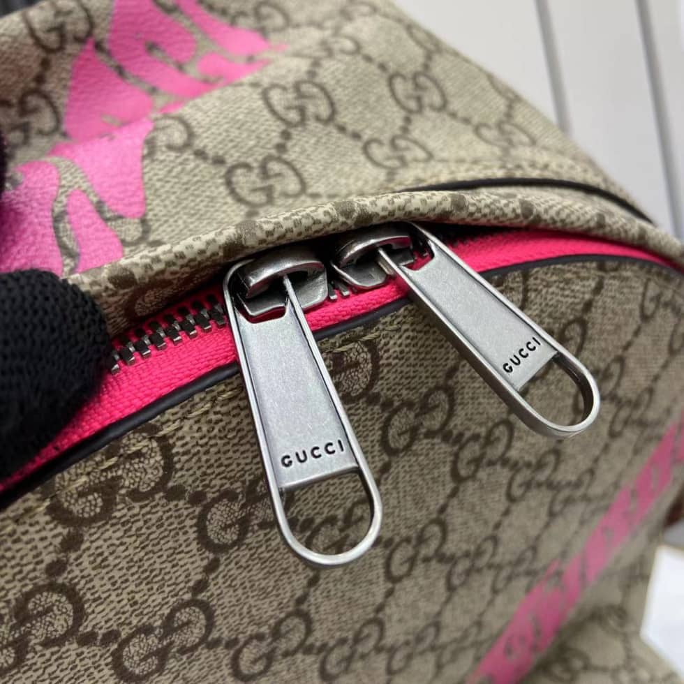 Gucci GG Canvas Beige Brown Pink Backpack 834466_4_161607 Gucci GG Canvas Beige Brown Pink Backpack 834466