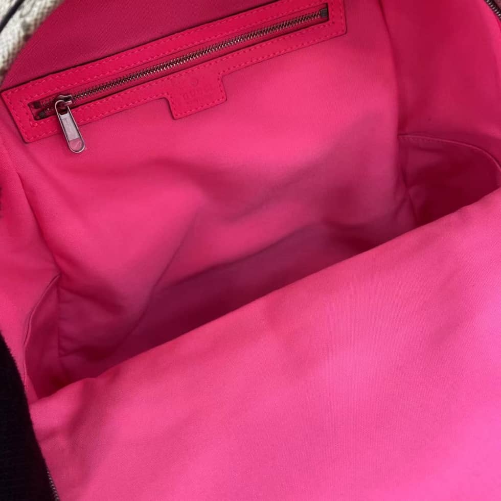 Gucci GG Canvas Beige Brown Pink Backpack 834466_7_161607 Gucci GG Canvas Beige Brown Pink Backpack 834466