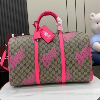Gucci Mens GG Brown Pink Duffle Bag 834962