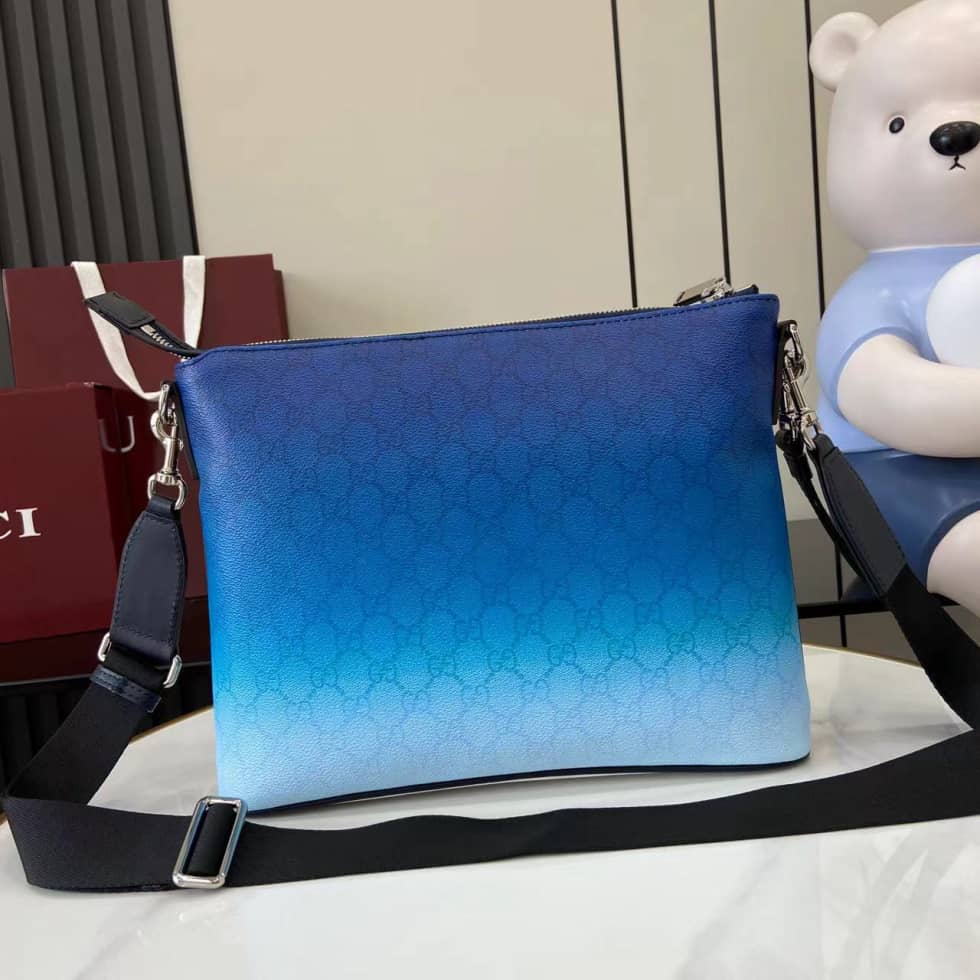 Gucci Mens Chroma GG Blue Pouch 835692_1_161667 Gucci Mens Chroma GG Blue Pouch 835692