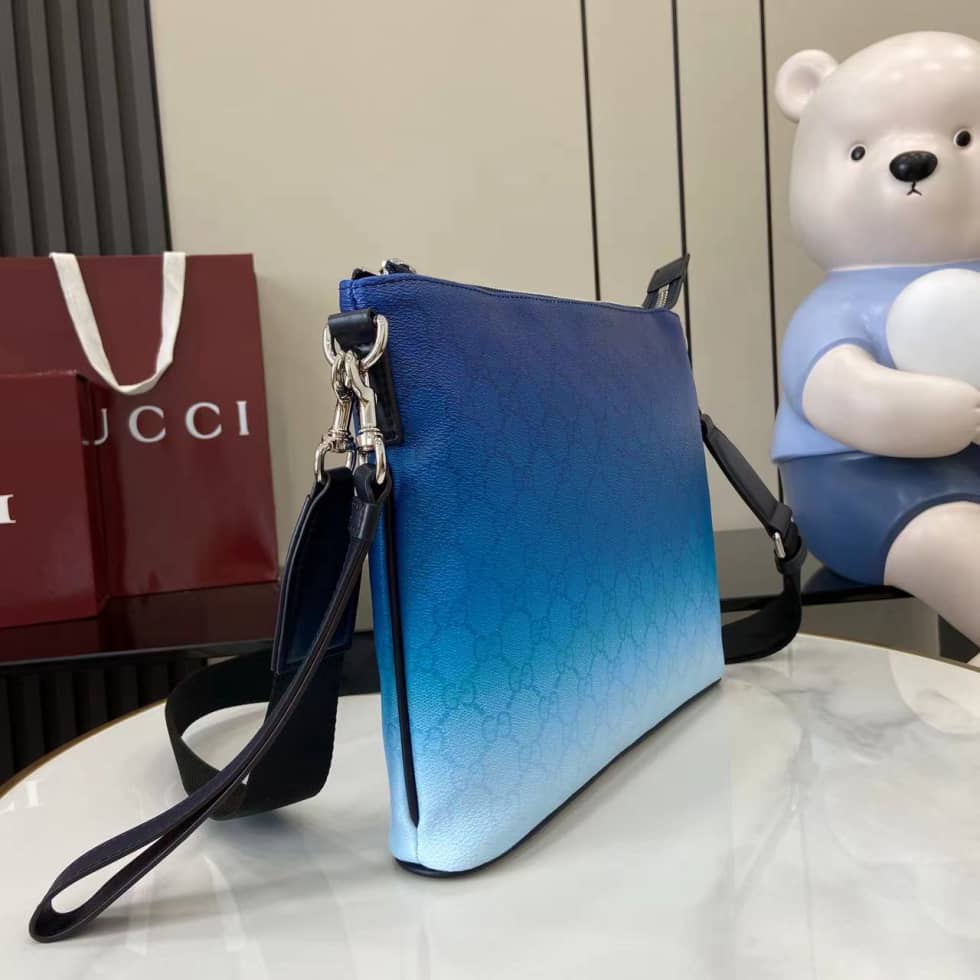 Gucci Mens Chroma GG Blue Pouch 835692_2_161667 Gucci Mens Chroma GG Blue Pouch 835692