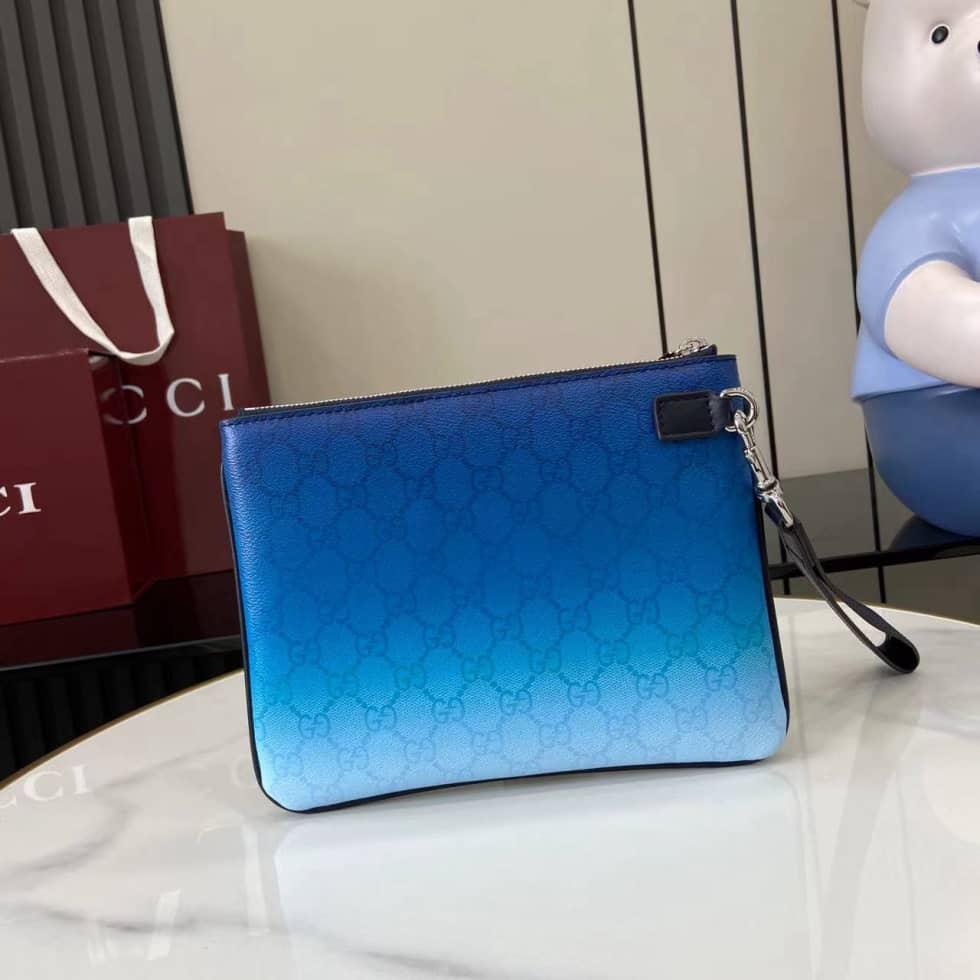 Gucci Mens Chroma GG Blue Small Pouch 835708_1_161677 Gucci Mens Chroma GG Blue Small Pouch 835708