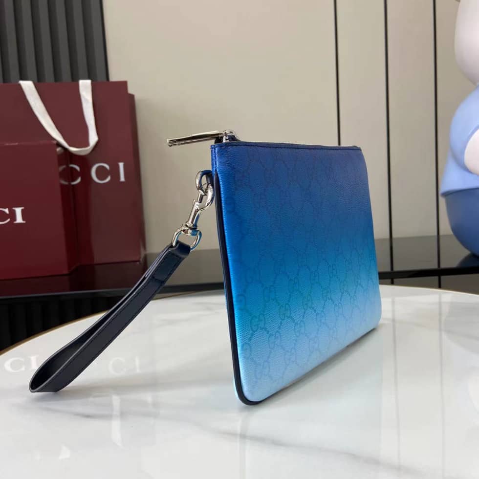 Gucci Mens Chroma GG Blue Small Pouch 835708_2_161677 Gucci Mens Chroma GG Blue Small Pouch 835708