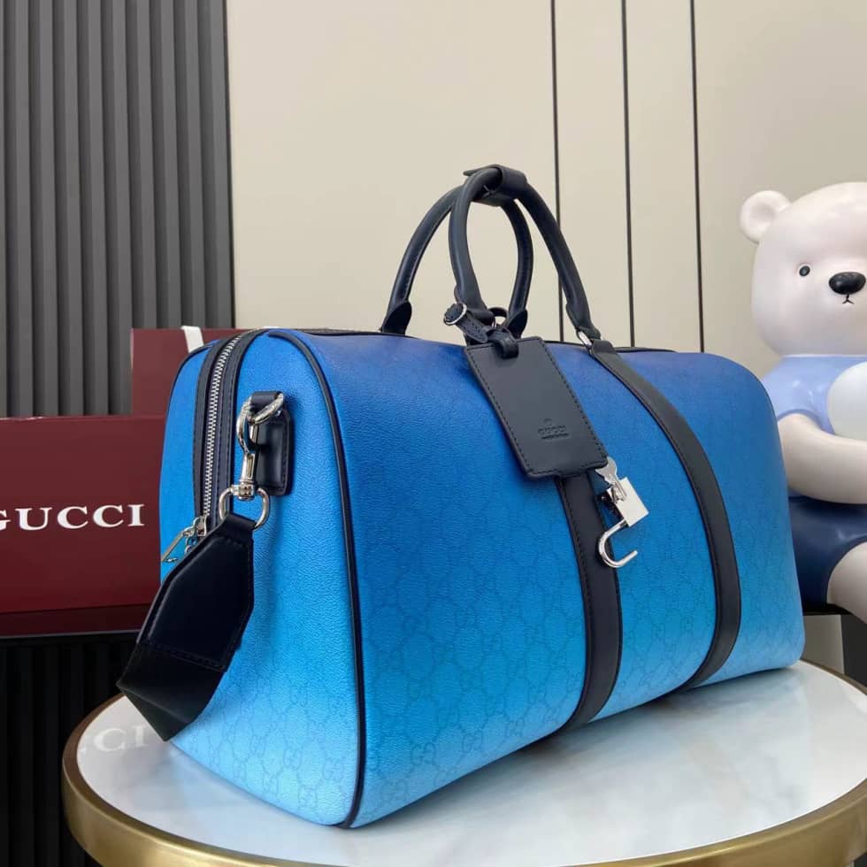 Gucci Chroma GG Monogram Blue Duffle Bag 835688_2_161687 Gucci Chroma GG Monogram Blue Duffle Bag 835688