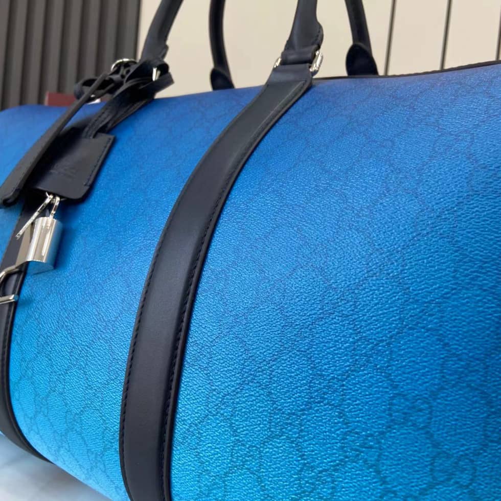Gucci Chroma GG Monogram Blue Duffle Bag 835688_4_161687 Gucci Chroma GG Monogram Blue Duffle Bag 835688