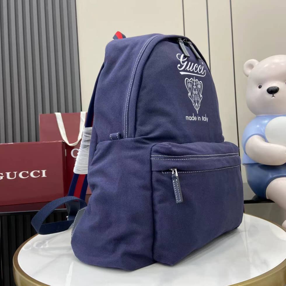 Gucci Mens Canvas Maxi Blue Backpack 821643_1_161697 Gucci Mens Canvas Maxi Blue Backpack 821643