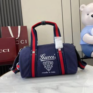 Gucci Mens Canvas Blue Small Duffle Bag 816865