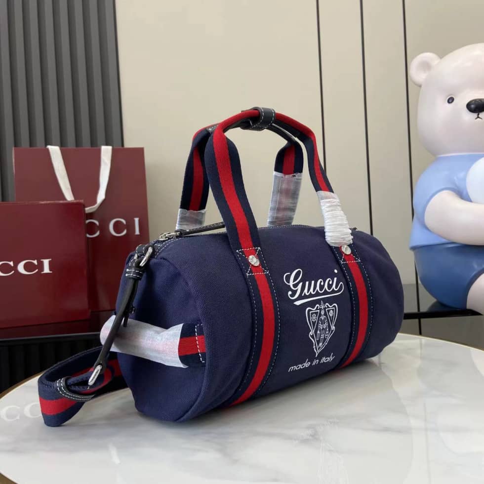 Gucci Mens Canvas Blue Small Duffle Bag 816865_2_161727 Gucci Mens Canvas Blue Small Duffle Bag 816865