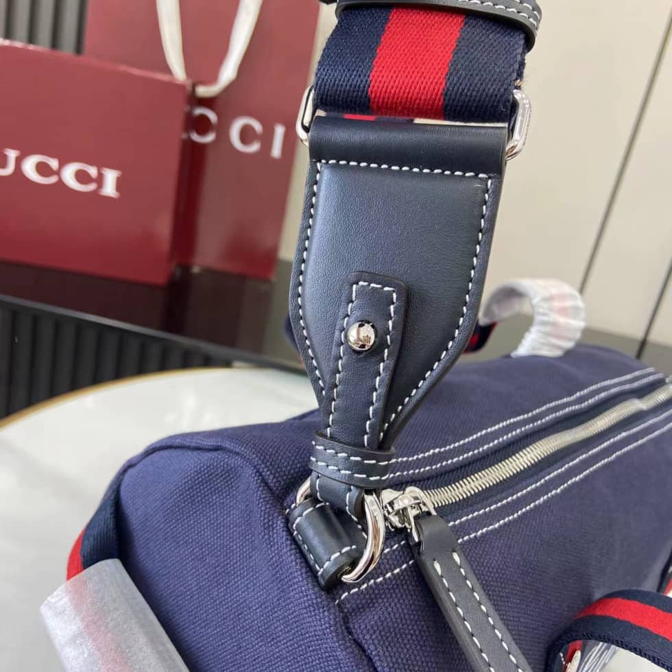 Gucci Mens Canvas Blue Small Duffle Bag 816865_4_161727 Gucci Mens Canvas Blue Small Duffle Bag 816865