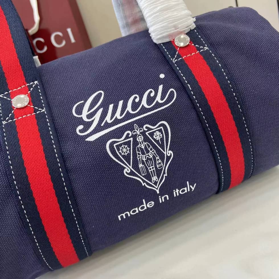 Gucci Mens Canvas Blue Small Duffle Bag 816865_5_161727 Gucci Mens Canvas Blue Small Duffle Bag 816865