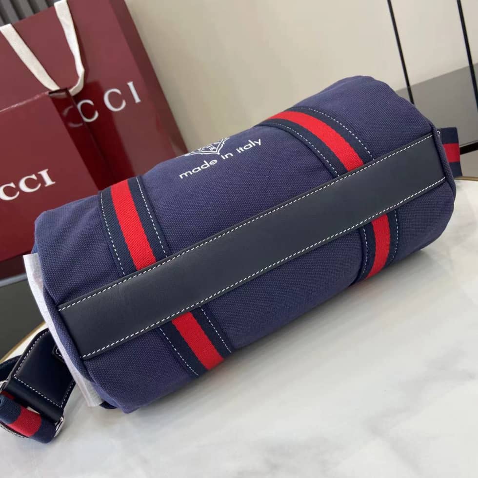 Gucci Mens Canvas Blue Small Duffle Bag 816865_6_161727 Gucci Mens Canvas Blue Small Duffle Bag 816865