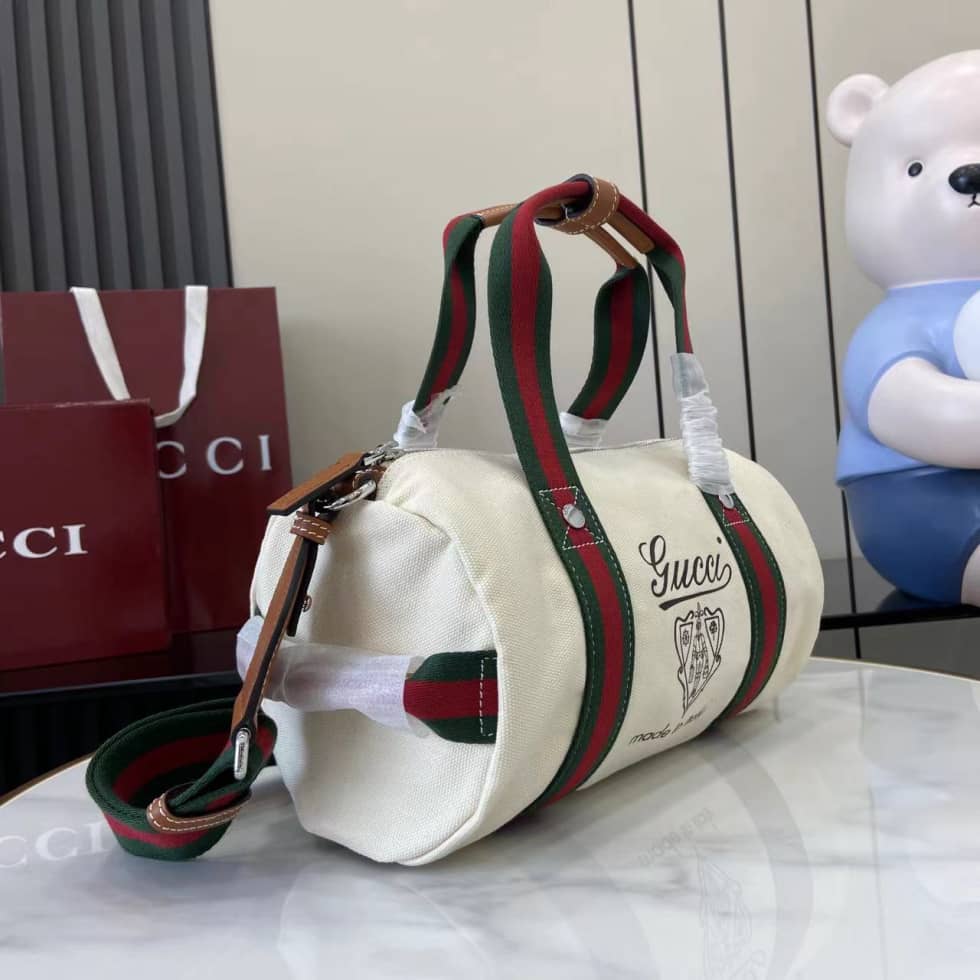 Gucci Mens Canvas Beige Small Duffle Bag 816865_2_161737 Gucci Mens Canvas Beige Small Duffle Bag 816865