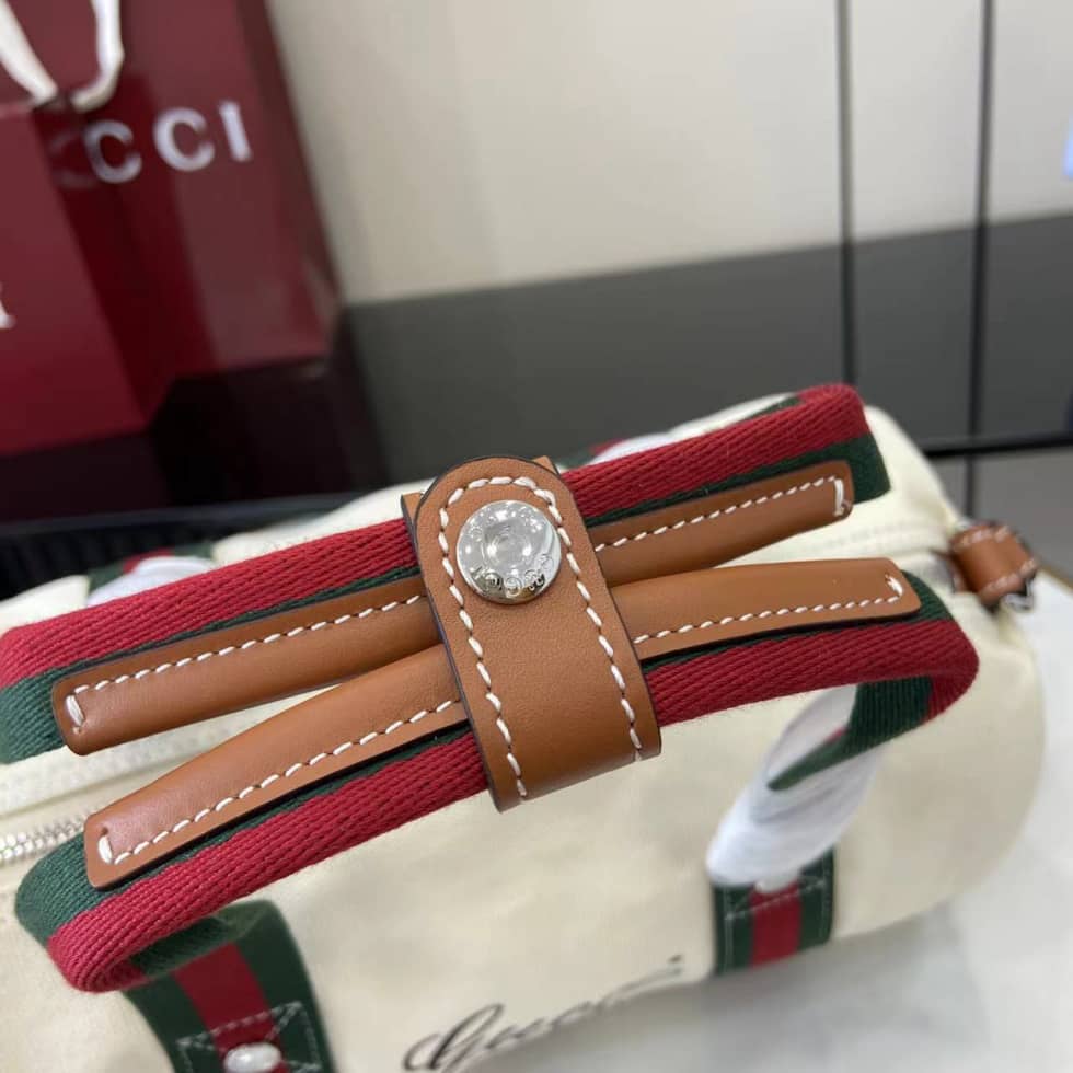 Gucci Mens Canvas Beige Small Duffle Bag 816865_3_161737 Gucci Mens Canvas Beige Small Duffle Bag 816865