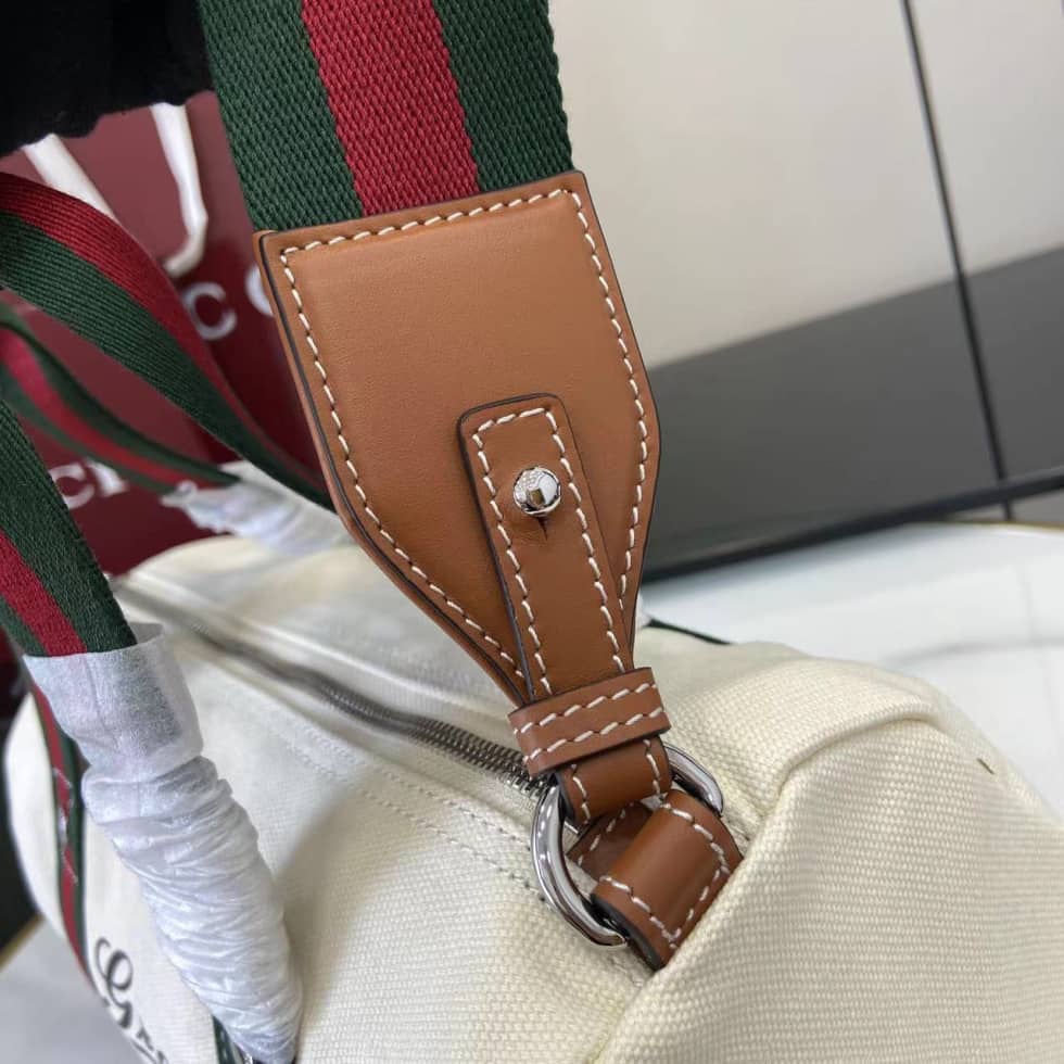 Gucci Mens Canvas Beige Small Duffle Bag 816865_4_161737 Gucci Mens Canvas Beige Small Duffle Bag 816865