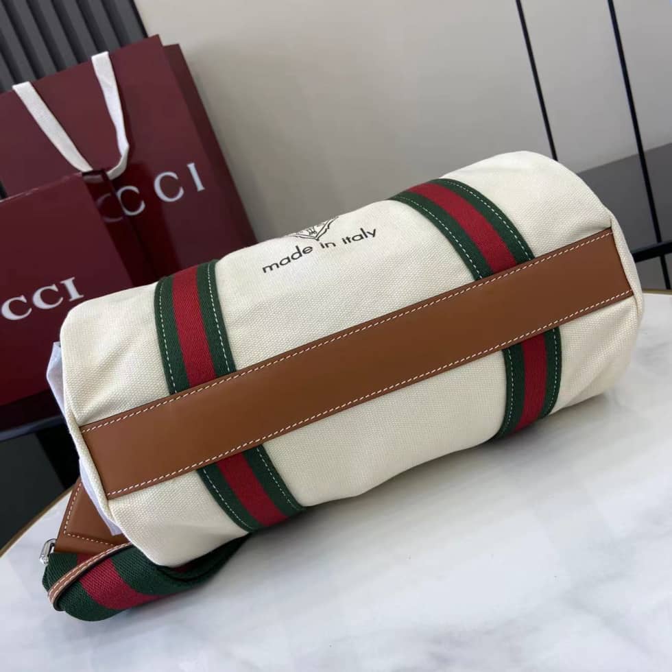 Gucci Mens Canvas Beige Small Duffle Bag 816865_6_161737 Gucci Mens Canvas Beige Small Duffle Bag 816865