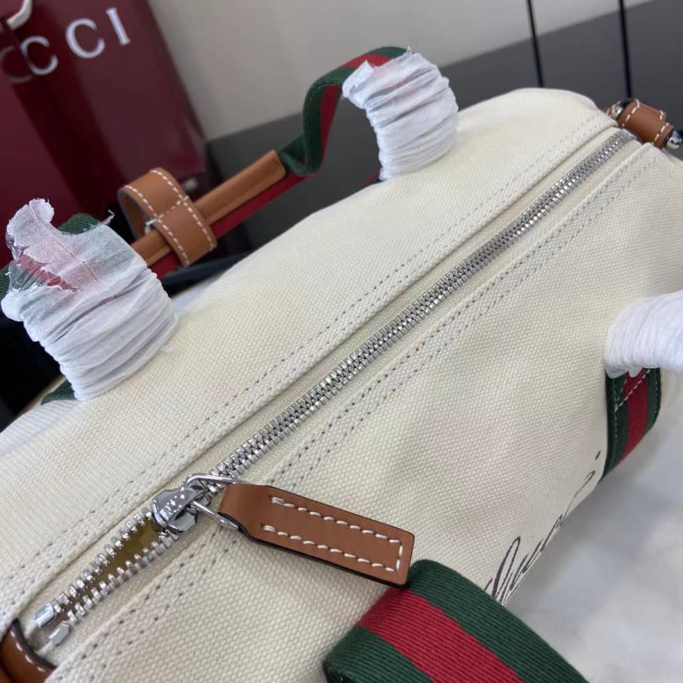 Gucci Mens Canvas Beige Small Duffle Bag 816865_7_161737 Gucci Mens Canvas Beige Small Duffle Bag 816865