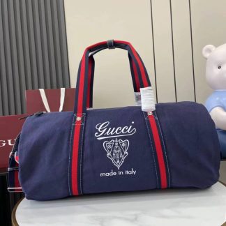Gucci Mens Canvas Blue Large Duffle Bag 816866