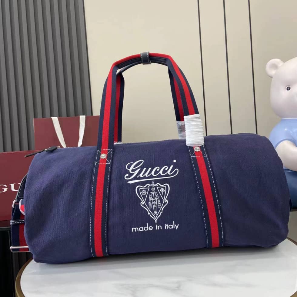 Gucci Mens Canvas Blue Large Duffle Bag 816866_10_161747 Gucci Mens Canvas Blue Large Duffle Bag 816866