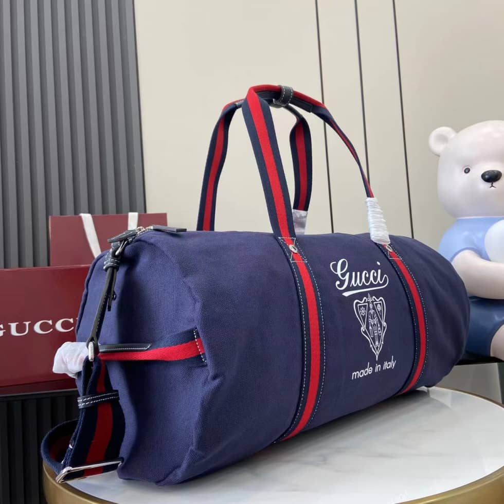 Gucci Mens Canvas Blue Large Duffle Bag 816866_2_161747 Gucci Mens Canvas Blue Large Duffle Bag 816866