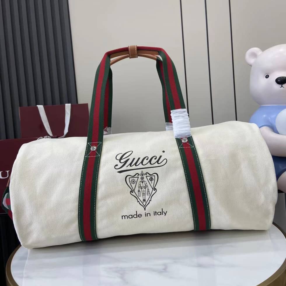 Gucci Mens Canvas White Large Duffle Bag 816866_10_161757 Gucci Mens Canvas White Large Duffle Bag 816866