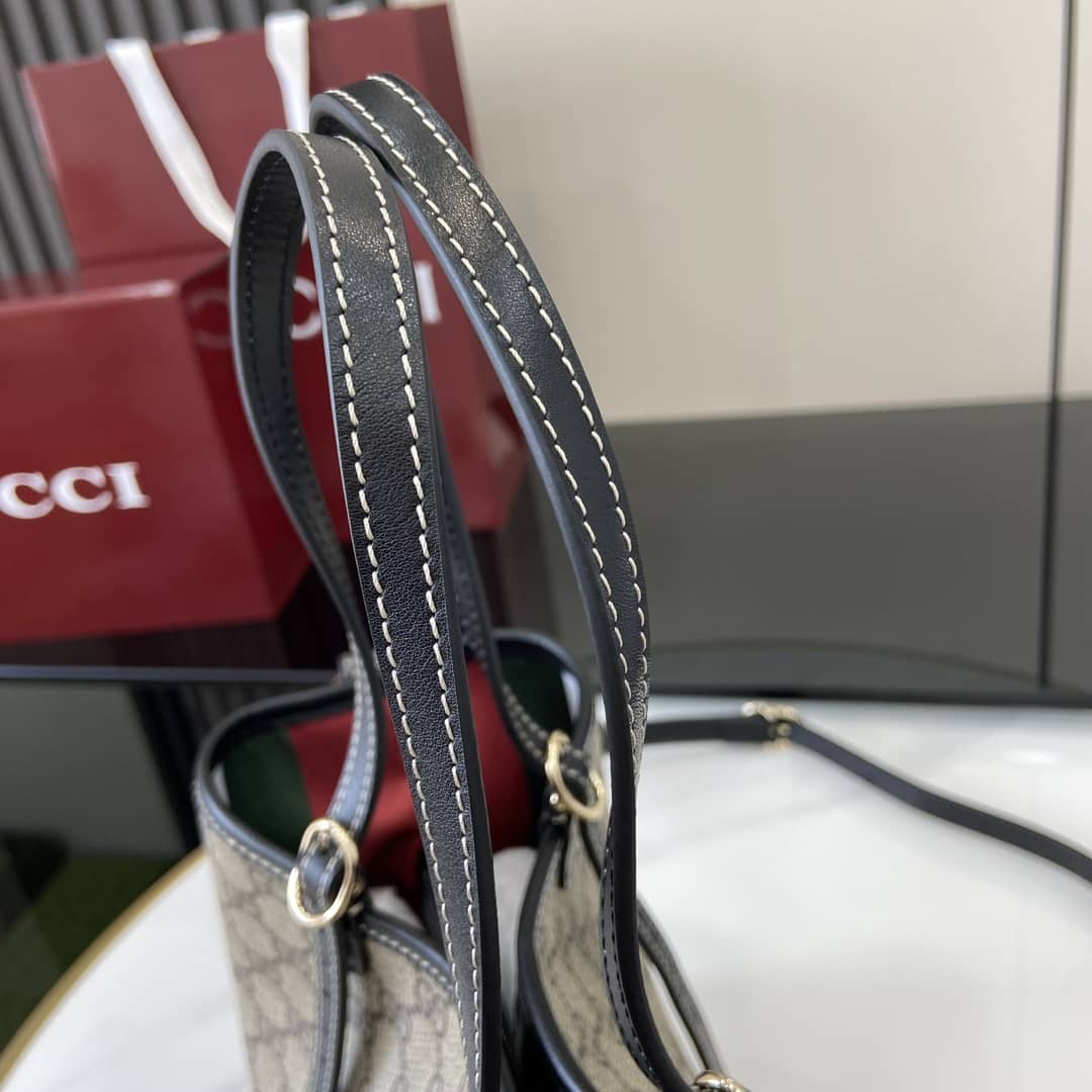Gucci GG Emblem Beige Black Medium Tote Bag_3_161797 Gucci GG Emblem Beige Black Medium Tote Bag