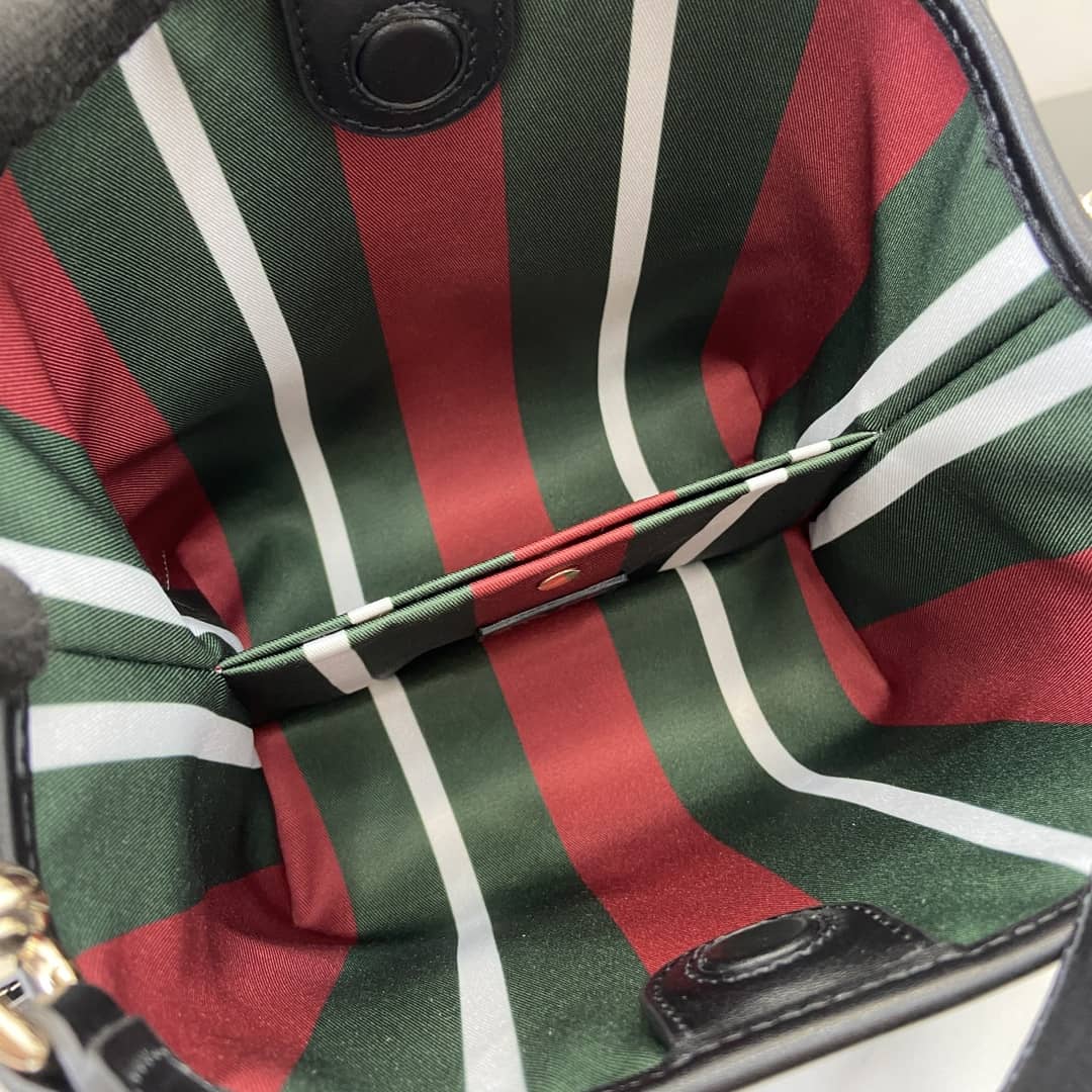 Gucci GG Emblem Beige Black Small Bucket Bag_7_161807 Gucci GG Emblem Beige Black Small Bucket Bag