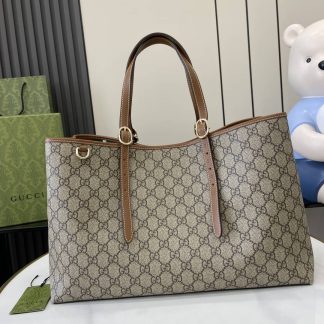Gucci GG Emblem Beige Brown Tote Bag 815213