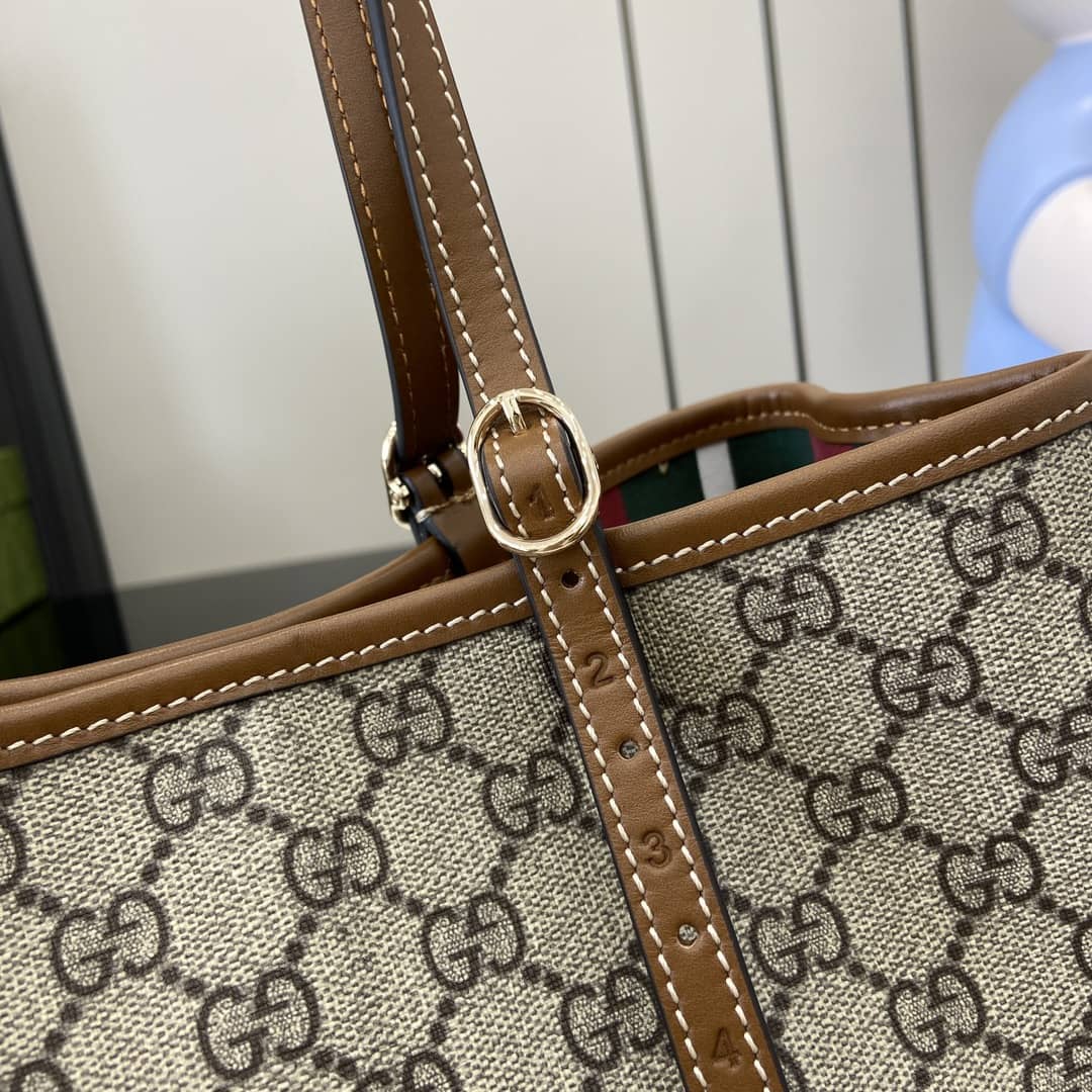 Gucci GG Emblem Medium Beige Brown Tote Bag_4_161827 Gucci GG Emblem Medium Beige Brown Tote Bag