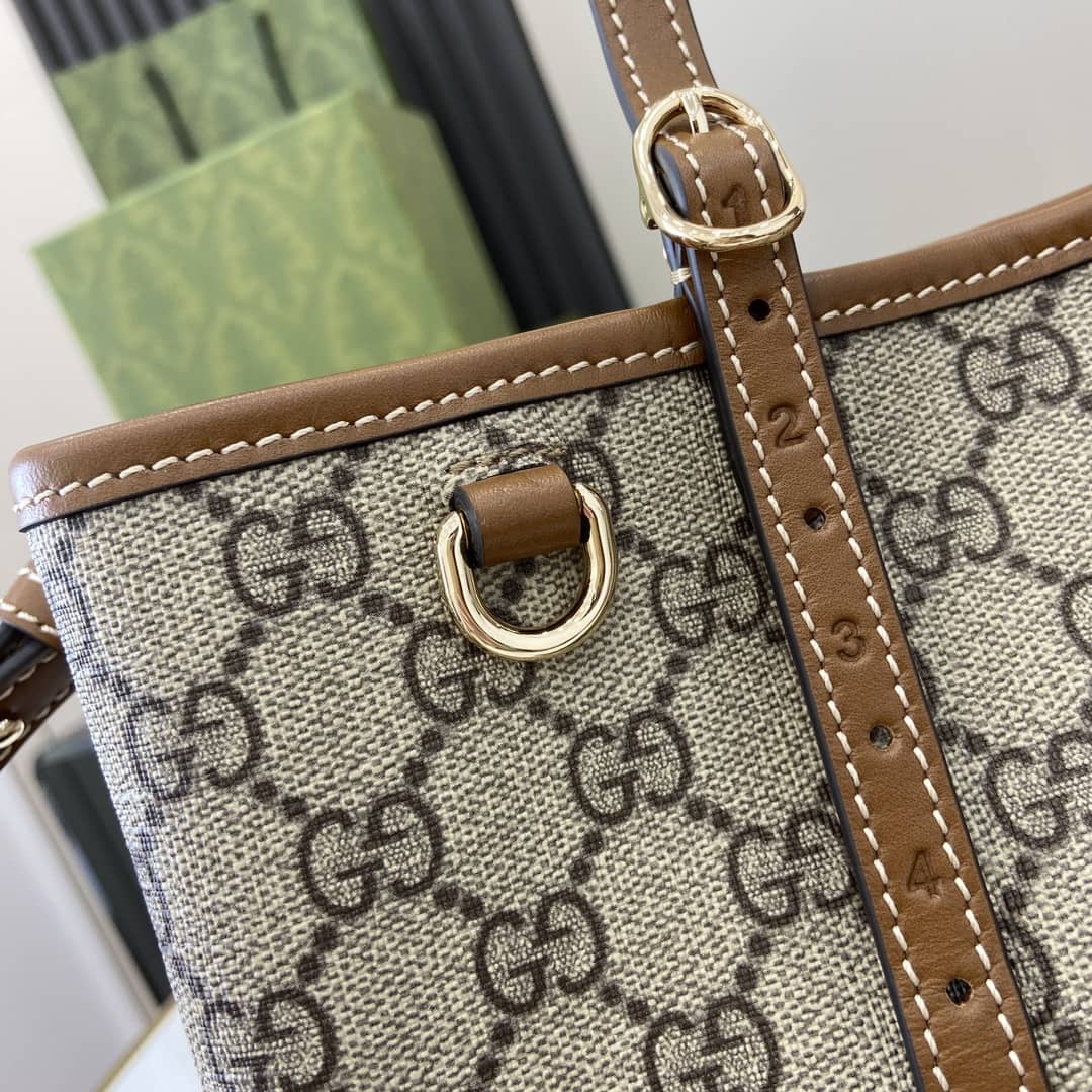 Gucci GG Emblem Medium Beige Brown Tote Bag_5_161827 Gucci GG Emblem Medium Beige Brown Tote Bag