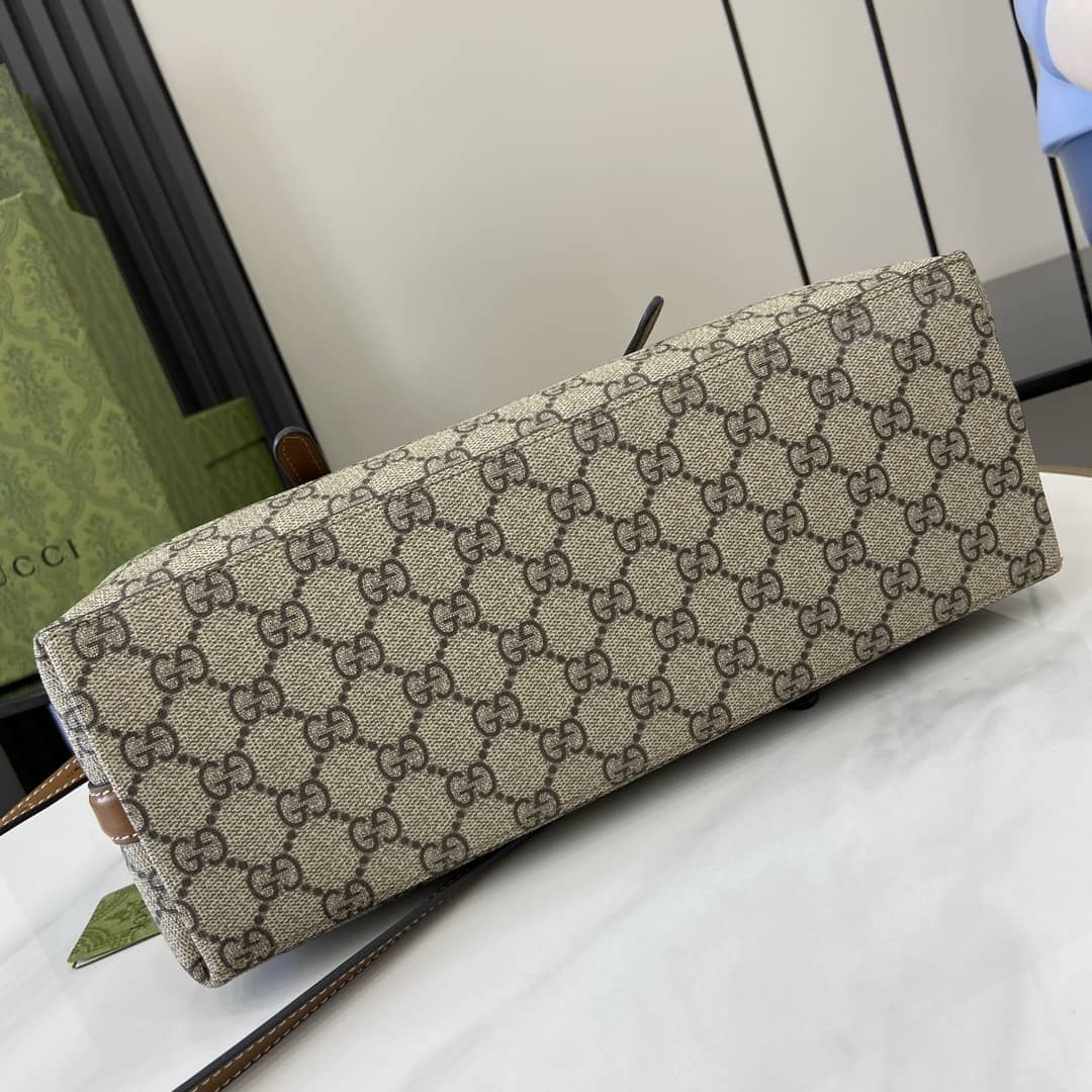 Gucci GG Emblem Medium Beige Brown Tote Bag_6_161827 Gucci GG Emblem Medium Beige Brown Tote Bag