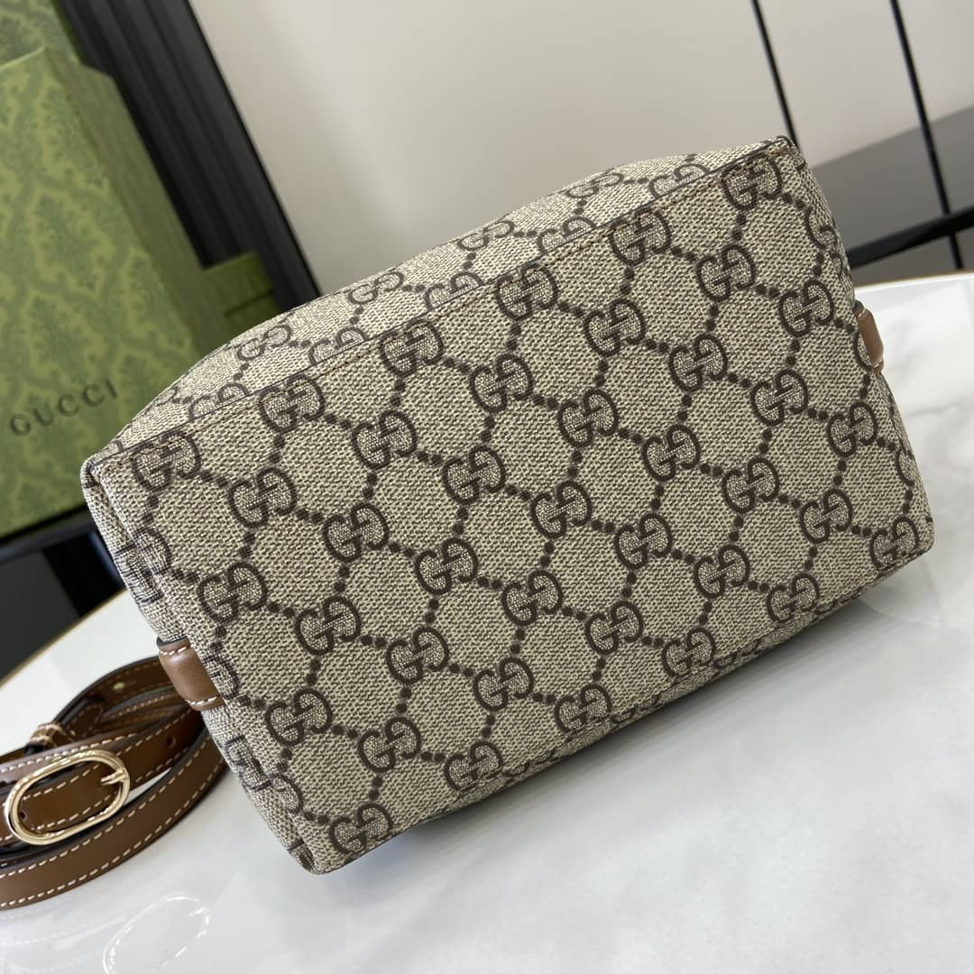 Gucci GG Emblem Small Beige Brown Bucket Bag_5_161837 Gucci GG Emblem Small Beige Brown Bucket Bag