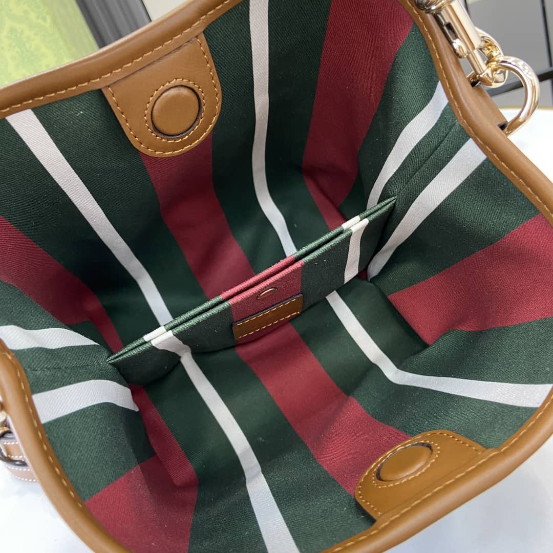 Gucci GG Emblem Small Beige Brown Bucket Bag_6_161837 Gucci GG Emblem Small Beige Brown Bucket Bag