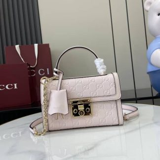 Gucci Padlock Flap Leather Small Pink Bag