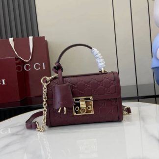 Gucci Padlock Flap Leather Small Burgundy Bag