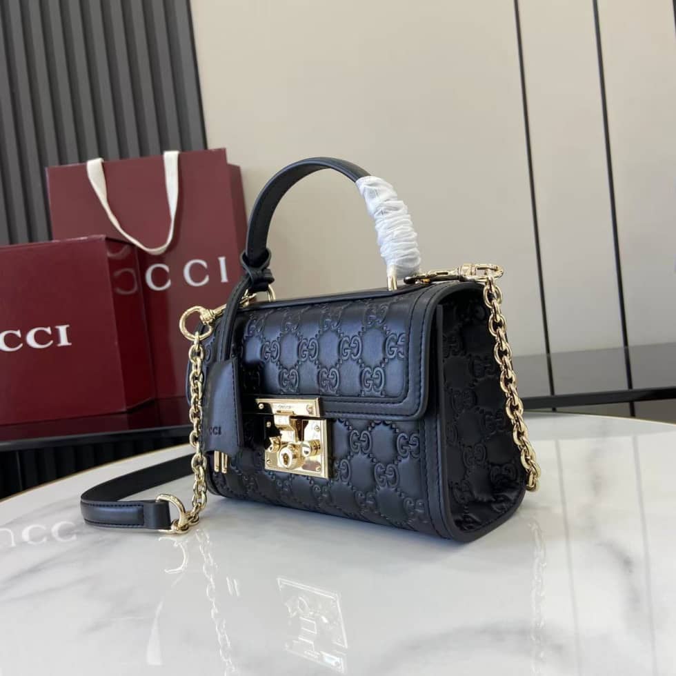Gucci Padlock Flap Leather Small Black Bag_2_161877 Gucci Padlock Flap Leather Small Black Bag
